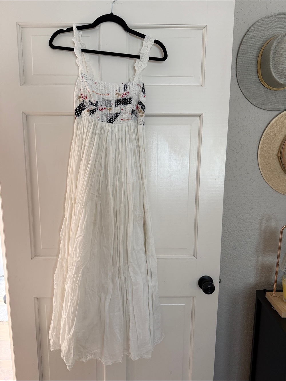 Show Me Your MuMu White Smocked Maxi Dress with Embroidered Bodice